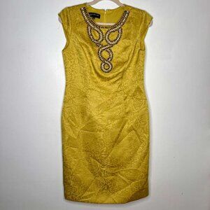 Jones New York Beaded Neckline Embroidered Dress – Green – Size 6